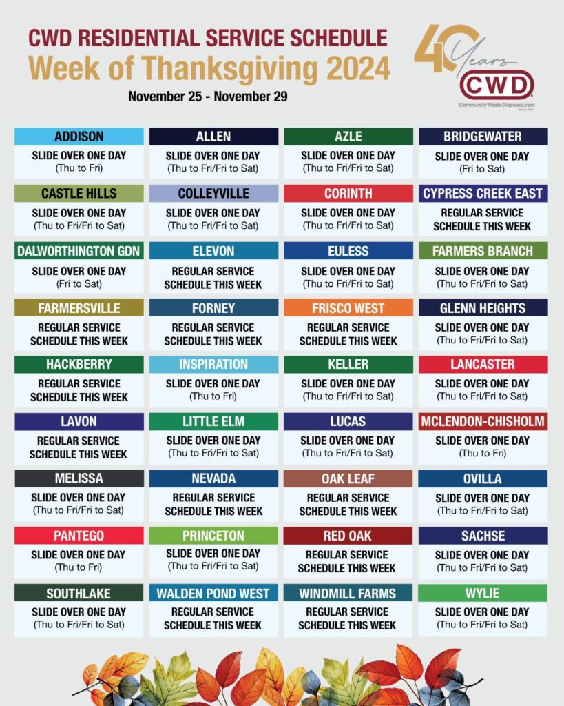 Thanksgiving CWD Schedule 24