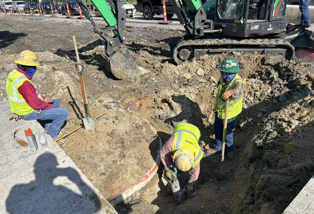 Crew working on Keller Springs road waterline install.